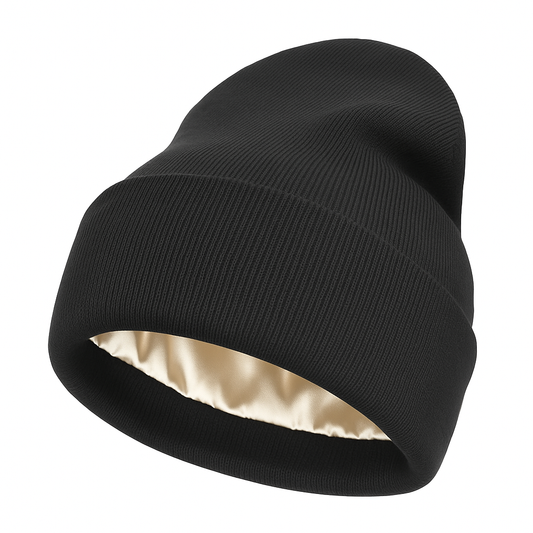 Enoly Black Beanie z satynową podszywką