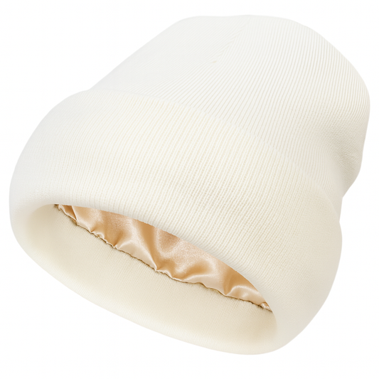Enoly White Beanie z satynową podszywką